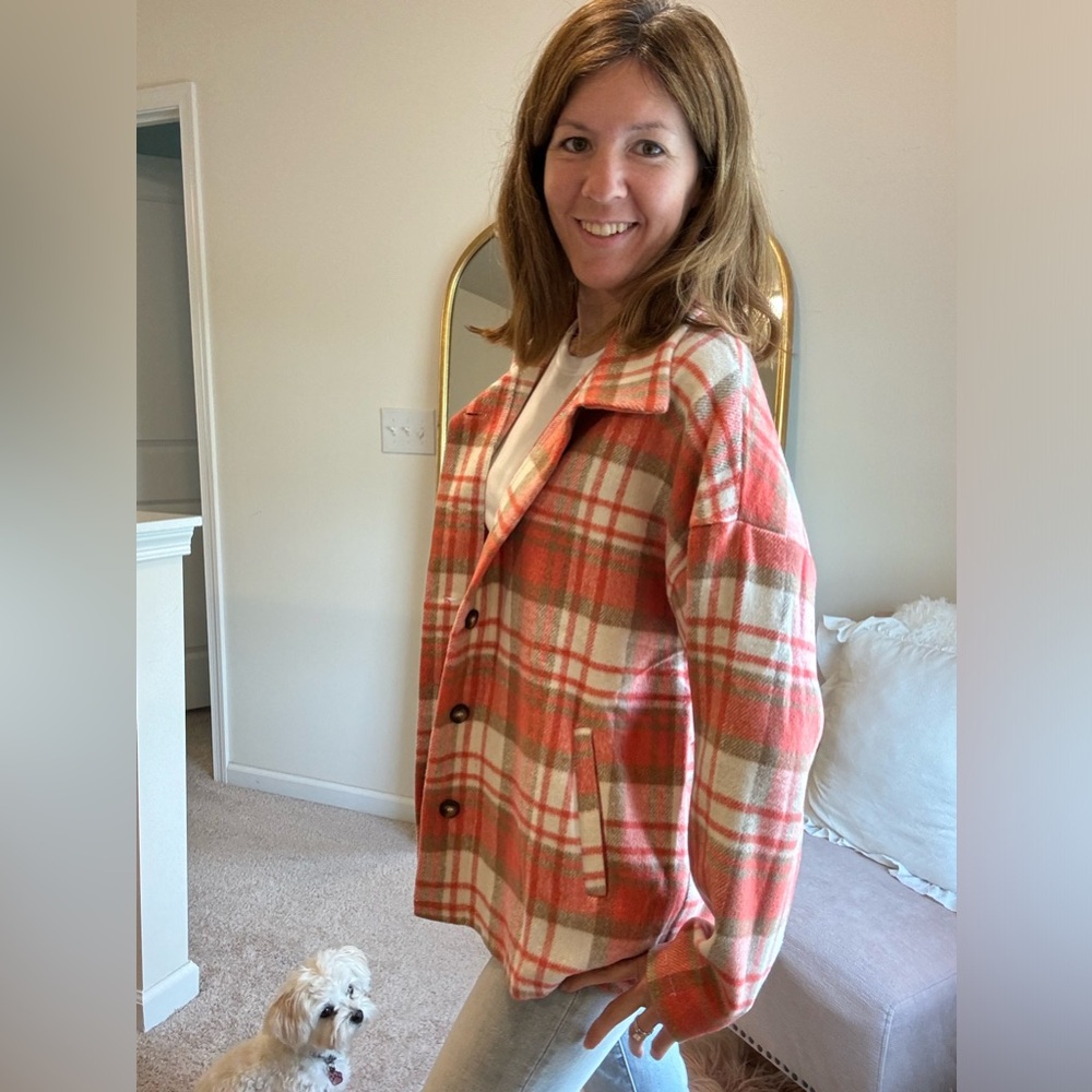 Andree Orange Plaid Shacket